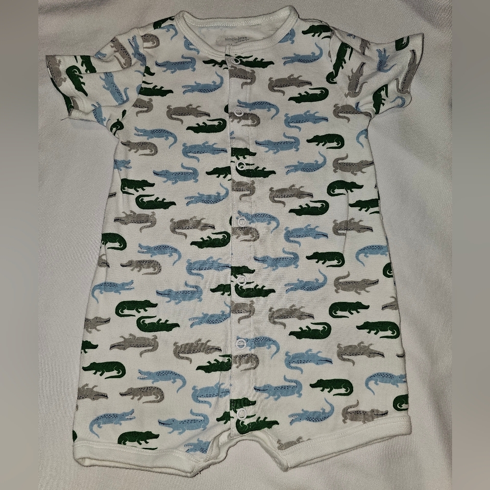 Alligator Button Up Onesie Shorts Toddler